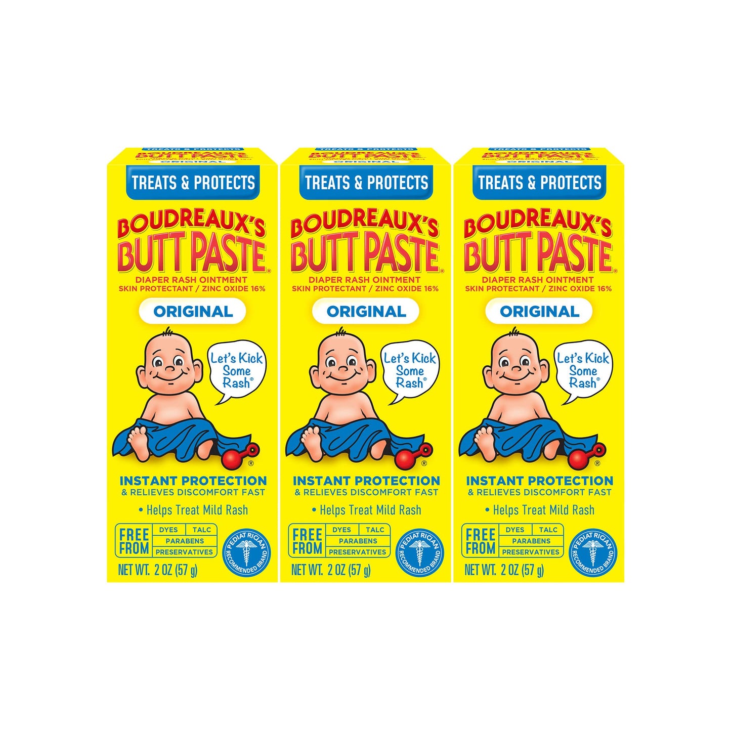 Boudreauxs Butt Paste Original Diaper Rash Cream, 2 Ounce (Pack of 3)