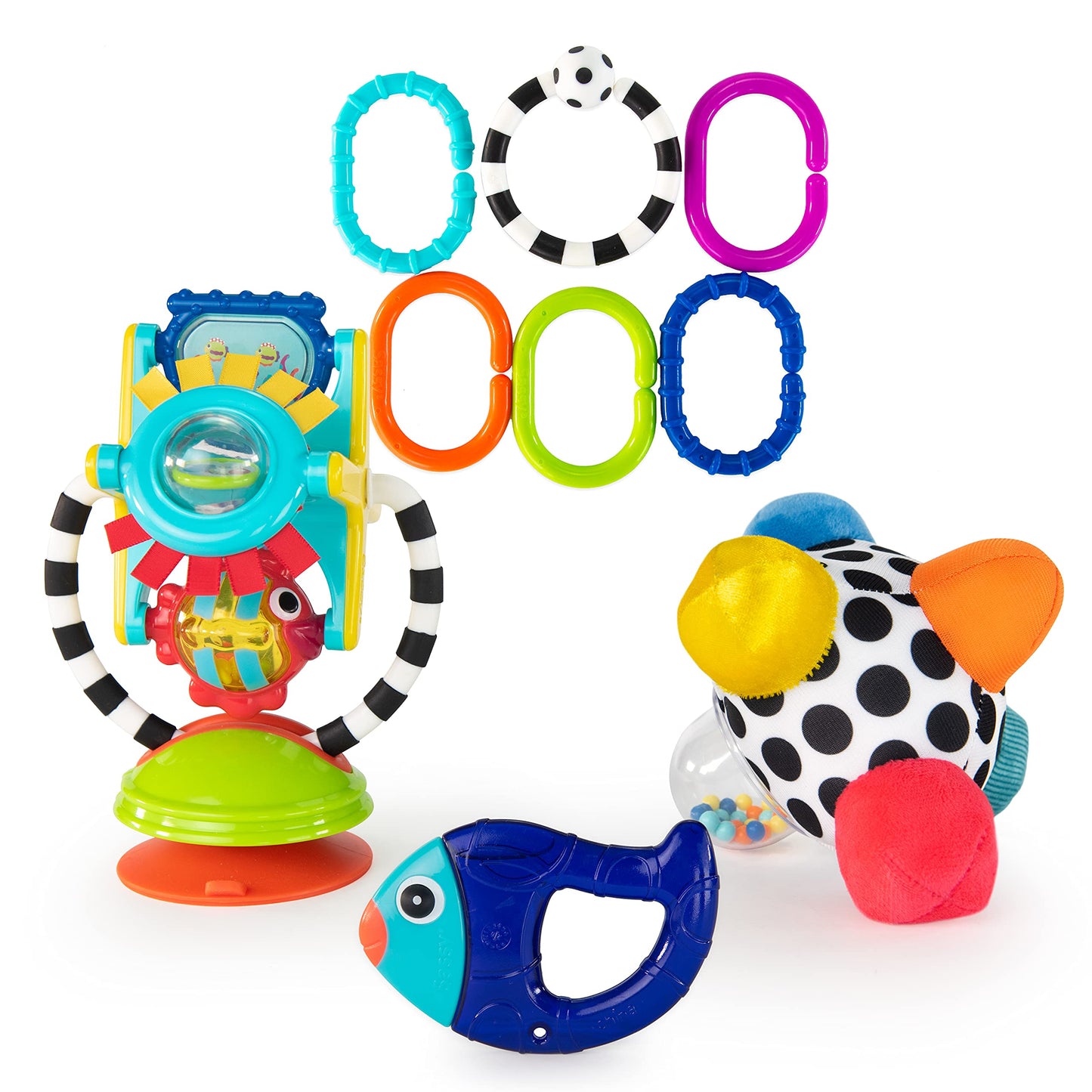 Sassy Discover The Senses Developmental Gift Set for Newborns and Up | Includes Bumpy Ball, High Chair Toy, Water-Filled Teether