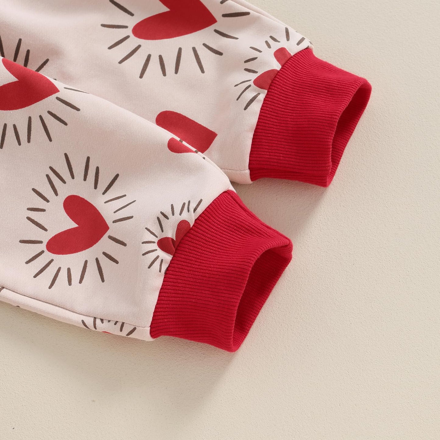 Engofs Toddler Baby Boy Girl Valentine'S Day Outfit Hearts Sweatshirt Pants My First Valentines Baby Clothes Set Khaki 0-6 Month