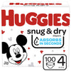 Huggies Snug & Dry Baby Diapers, Size 4, 100 Count, 22-37 Lb (10-17 Kg), Up To 12 Hrs Protection, Disney Mickey Mouse Designs