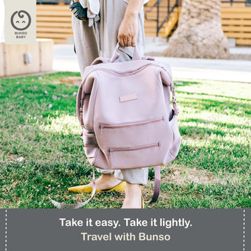 Neoprene Bag Backpack (Mauve) | Lightweight Multipurpose Minimalist Style Diaper Backpack| Water-Resistant Travel Baby Bag