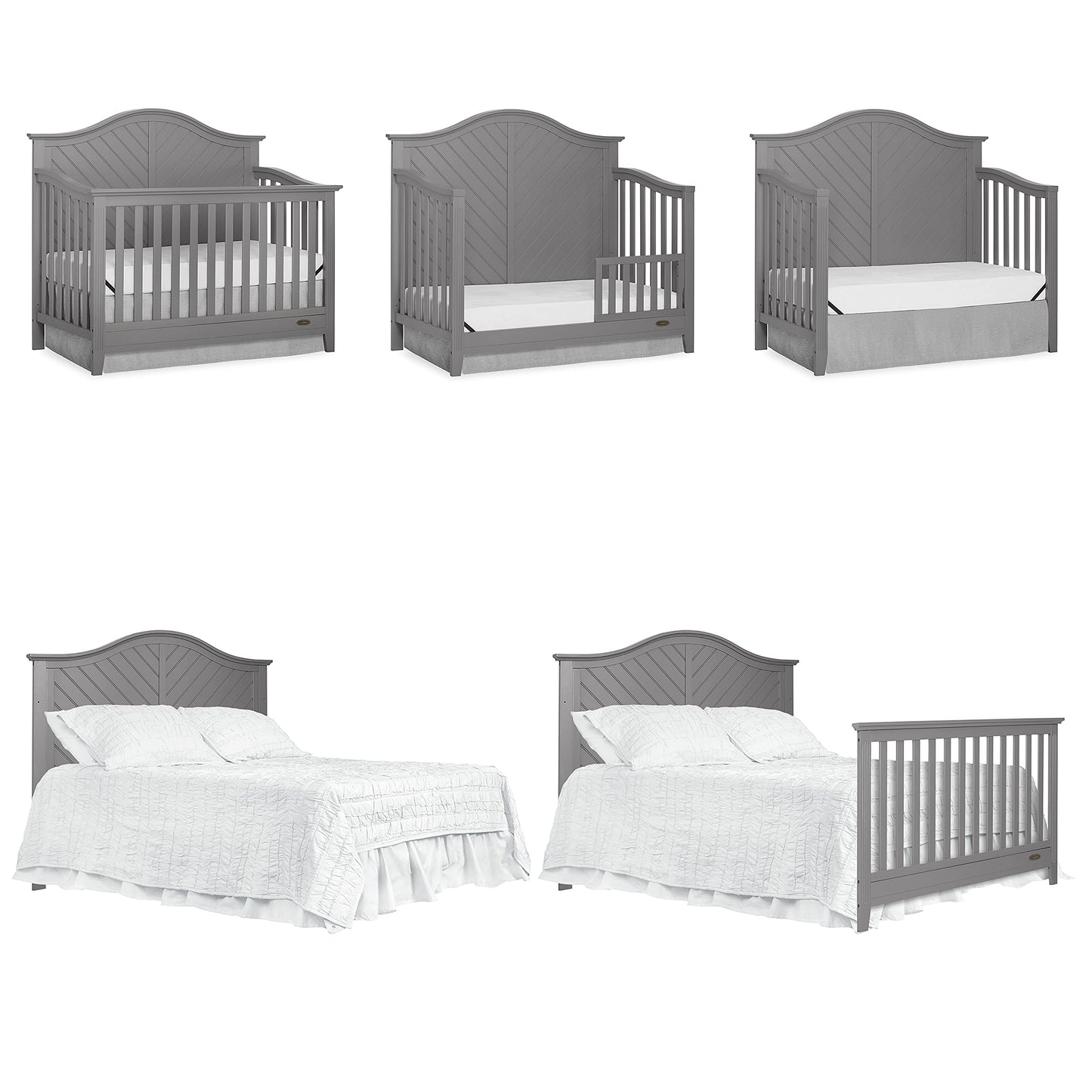 Dream On Me Ella 5-In-1 Full Size Convertible Crib In Storm Grey, Greenguard Gold Certified