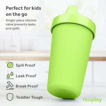 Re-Play Made In Usa 10 Oz. Sippy Cups For Toddlers, Pack Of 4 - Reusable Spill Proof Cups For Kids, Dishwasher/Microwave Safe -