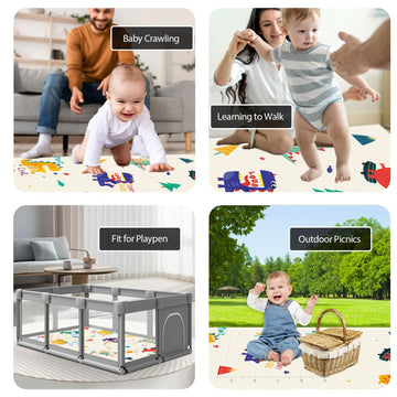 Baby Play Mat, 74 X 50 Inch Play Mat Perfect For Use Baby Playpen, Foldable Baby Foam Playmat For Floor, Portable Waterproof Act