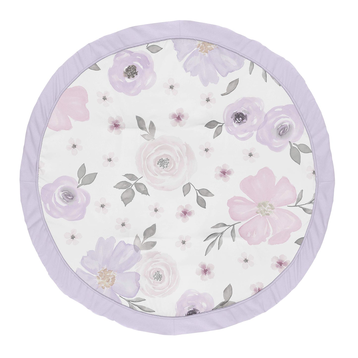 Sweet Jojo Designs Lavender Purple, Pink, Grey and White Shabby Chic Playmat Tummy Time Baby and Infant Play Mat for Watercolor
