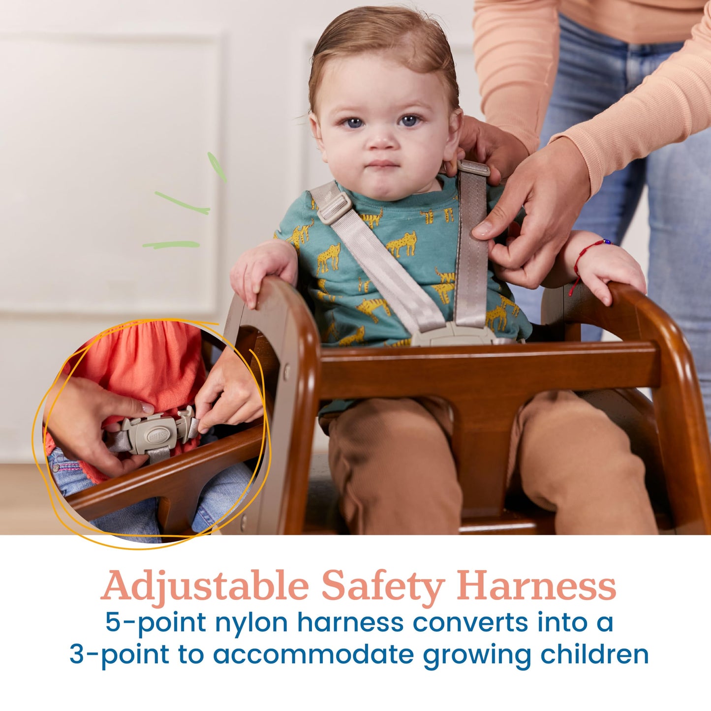 Ecr4Kids Asatt High Chair, Toddler Chair, Dark Walnut