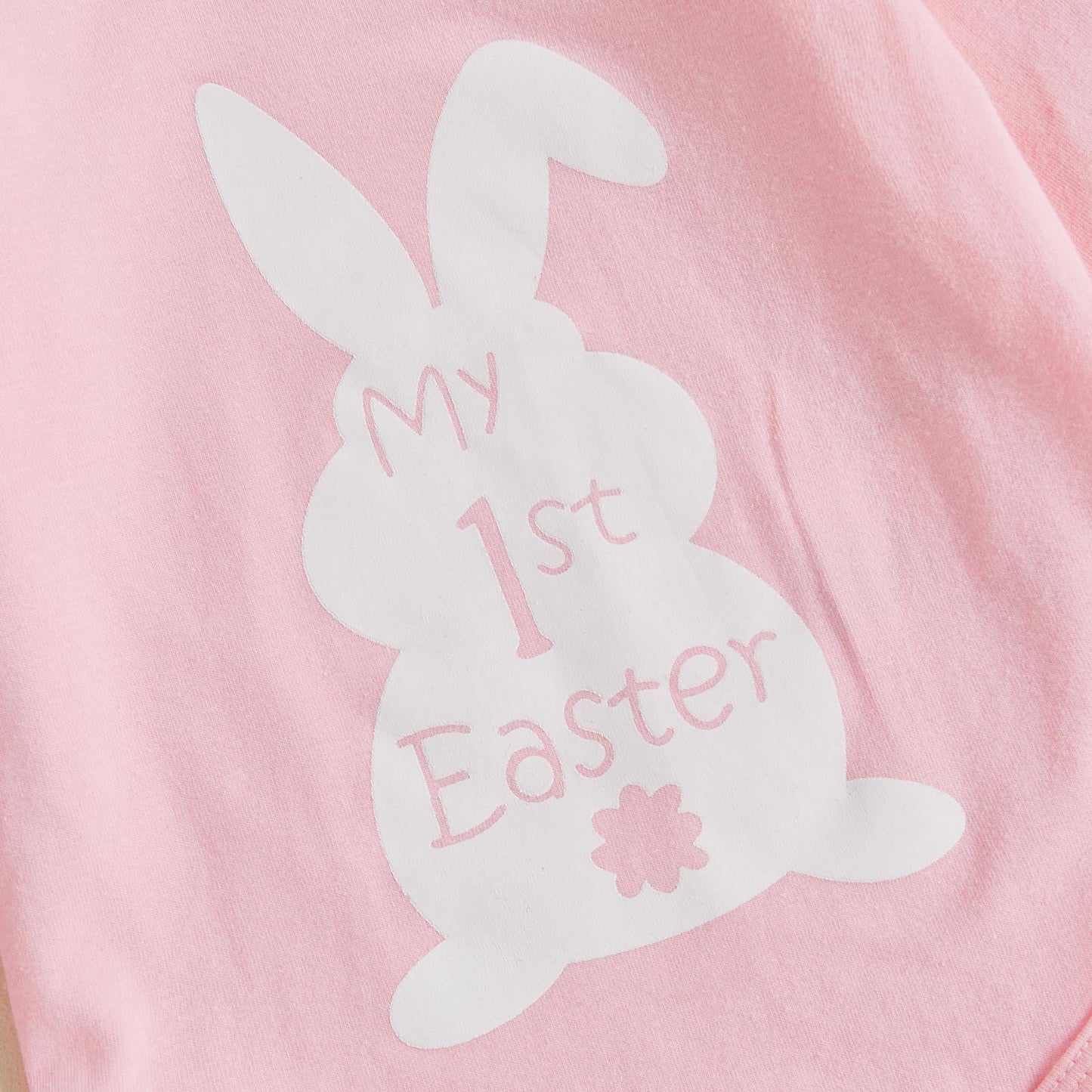 Beqeuewll Newborn Baby Girl Easter Outfit Bunny Clothes Long Sleeve Romper+Bloomers Tutu Skirt+Socks+Headband 4Pcs (1St Easter,