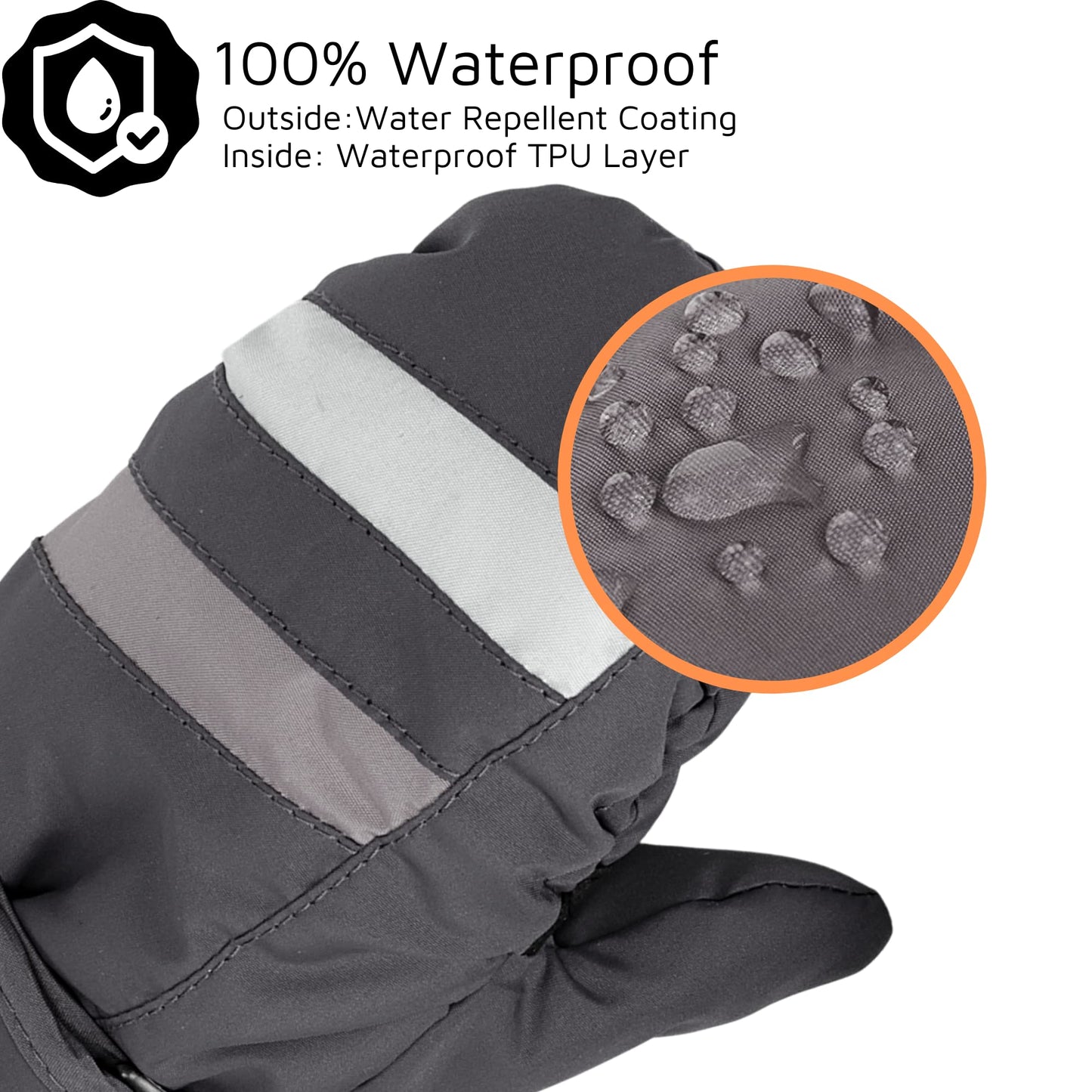 F Flammi Toddler Kids Snow Mittens With String Waterproof Ski Mittens Thinsulate Winter Gloves For Baby Girls Boys(Blink Purple,