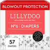 LILLYDOO Baby Diapers - Size 6 (29+ lbs), Half-Monthly Supply (57 Count), Leak Protection, Skin-Friendly, Ultrasoft, Perfume- &