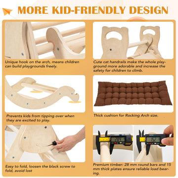 Neocozy Pikler Triangle Set With Cushion, Arch And Slide, Toddler Climbing Toys Indoor Playground, Montessori Climbing Set, Indo