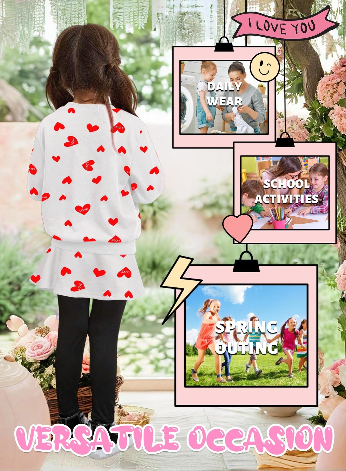Bomdeals Adorable Cute Toddler Baby Girls Clothes Set,Long Sleeve T-Shirt +Pants Outfit(Age(5T), Whitered)