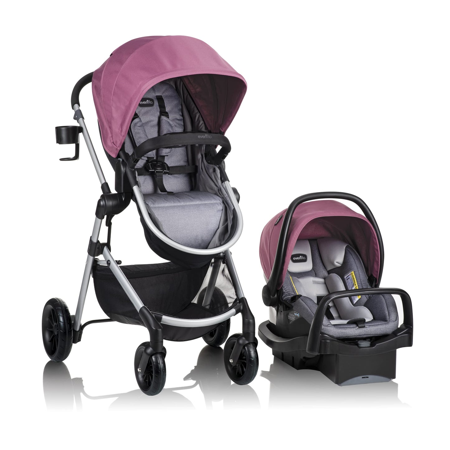 Evenflo Pivot Modular Travel System With Litemax Infant Car Seat (Dusty Rose)