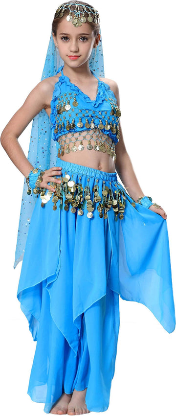 Breevo Genie Halloween Costumes Girls Frozen Anna Costume 10-12 Jeannie Aladdin Princess Jasmine Shimmer Shine 4T 4 5 6 7 8 14 1