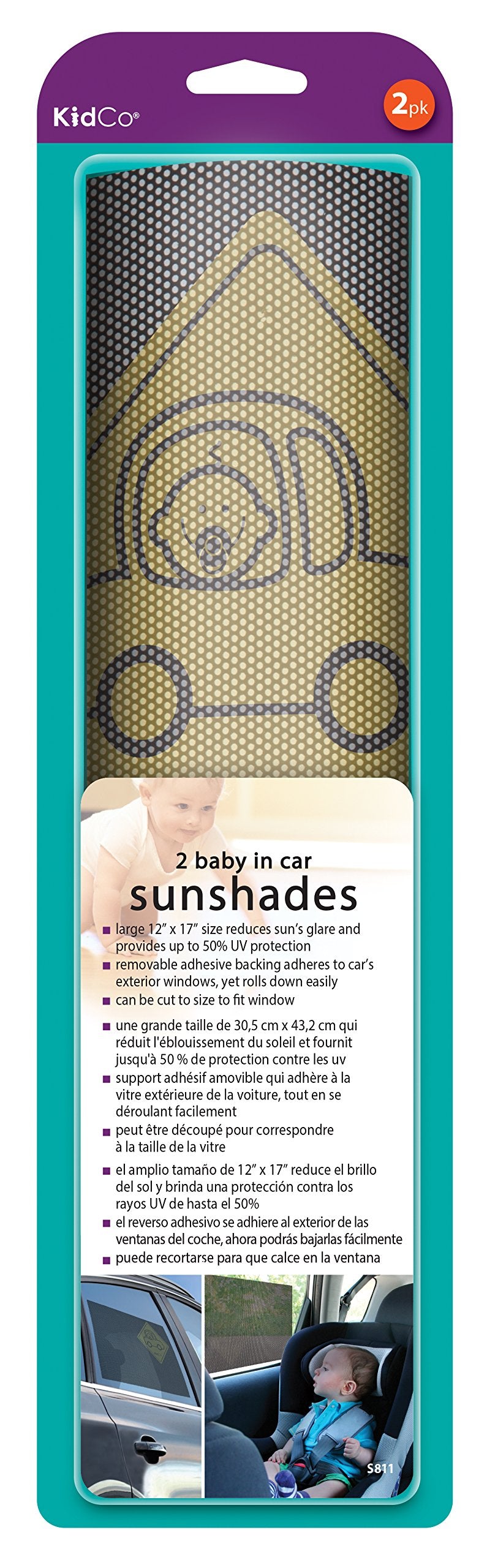 KidCo 2 Piece Baby in Car Sunshade, Black