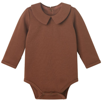 Pureborn Baby Girls Boys Bodysuit Long Sleeve Cotton Peter Pan Collar Romper Spring Fall One-Piece Outfit Sienna 0-3 Months