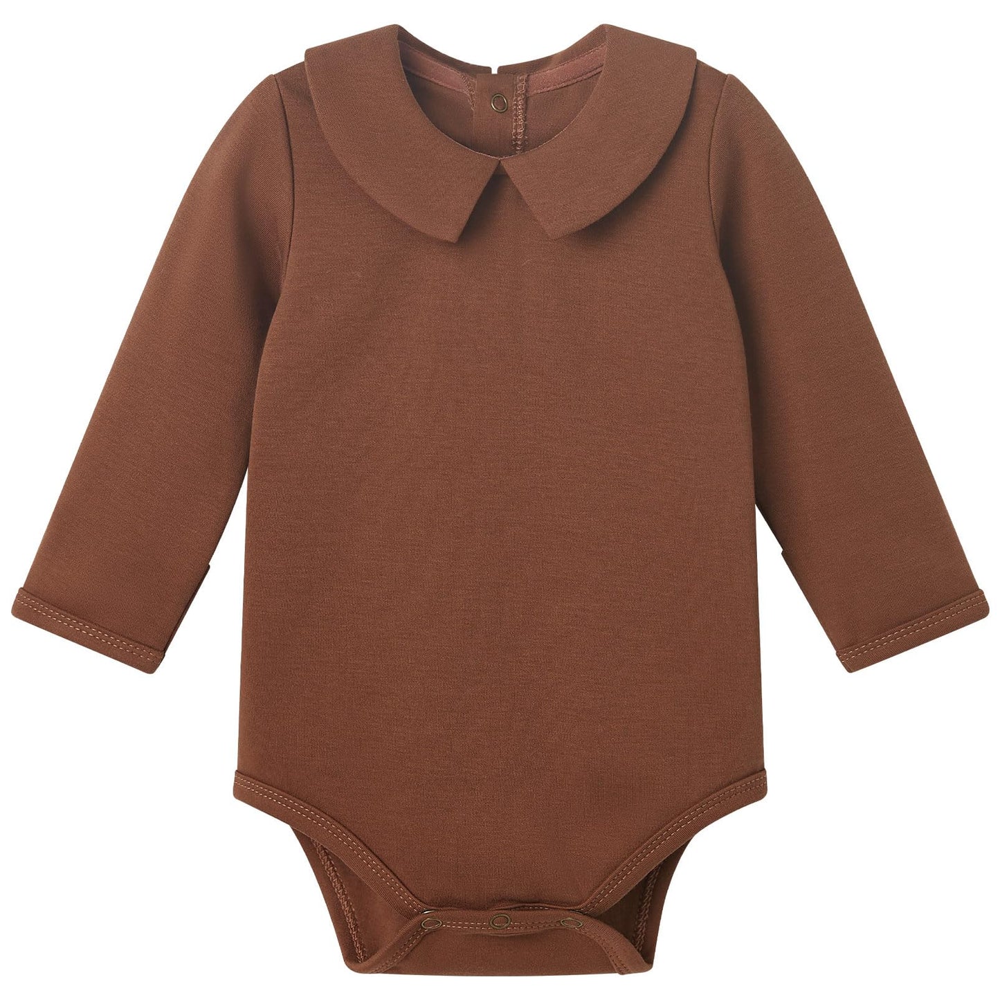 Pureborn Baby Girls Boys Bodysuit Long Sleeve Cotton Peter Pan Collar Romper Spring Fall One-Piece Outfit Sienna 9-12 Months