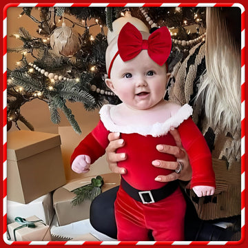 Yanjie Hairband - Handmade Stretchy Nylon Hairbands With 3 Green-Velvet Bows, Ideal For Baby Infants Toddlers Child, Unisex-B, 1