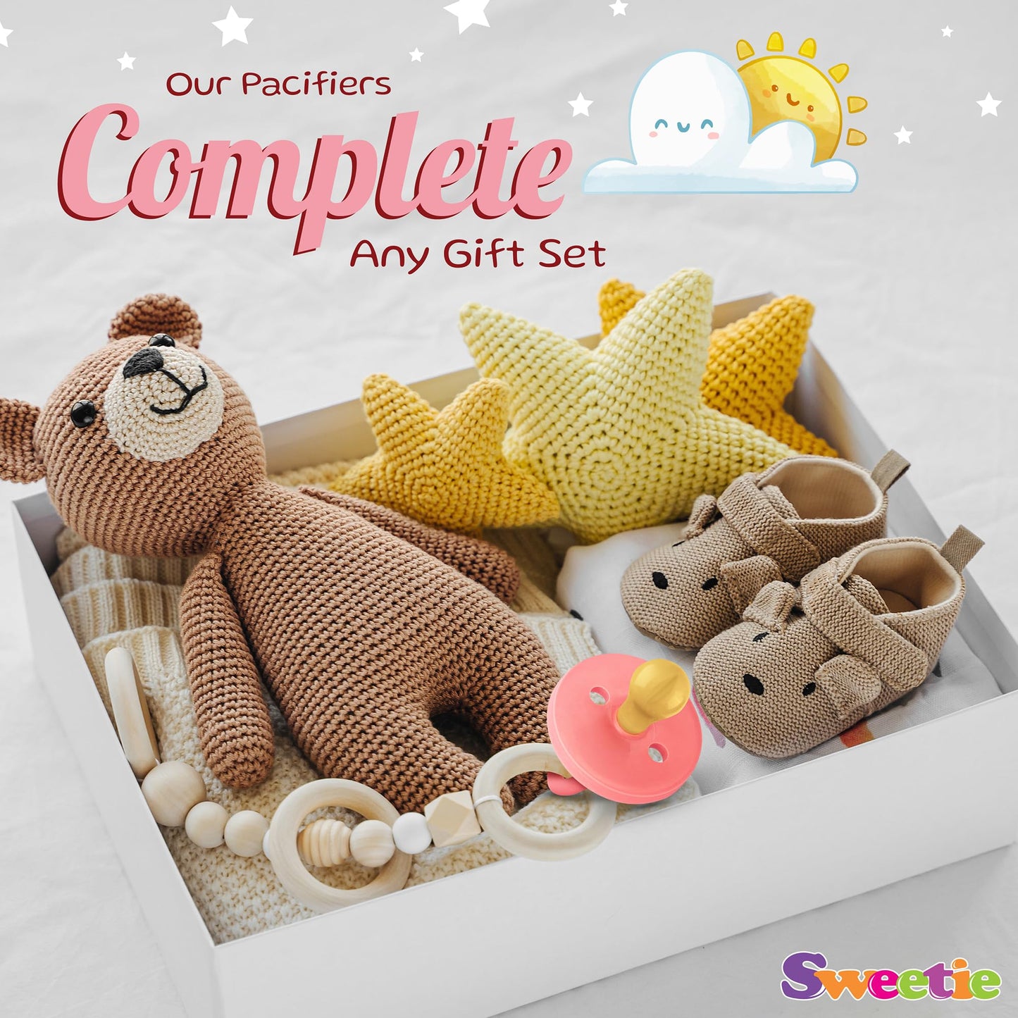 Sweetie Rubber Pacifier Natural Rubber Pacifier Rounded Pink (Pink, 0-6 Month)