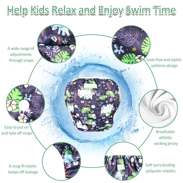 Wegreeco Baby & Toddler Snap One Size Adjustable Reusable Baby Swim Diaper (Plant, Small, 3 Pack)