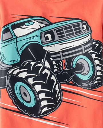 The Children'S Place,Baby Boys,And Toddler Vehicle Short Sleeve Graphic T-Shirts,Multipacks,Chick/Handsome/Monster Truck 3-Pack,