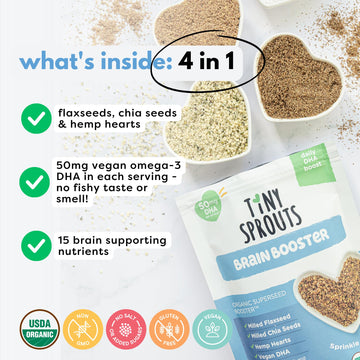 Superseed Organic Milled Chia, Flaxseed and Hemp Heart Brain Booster with Vegan Omega-3 DHA S Prebiotic Fiber Protein Gluten Fre
