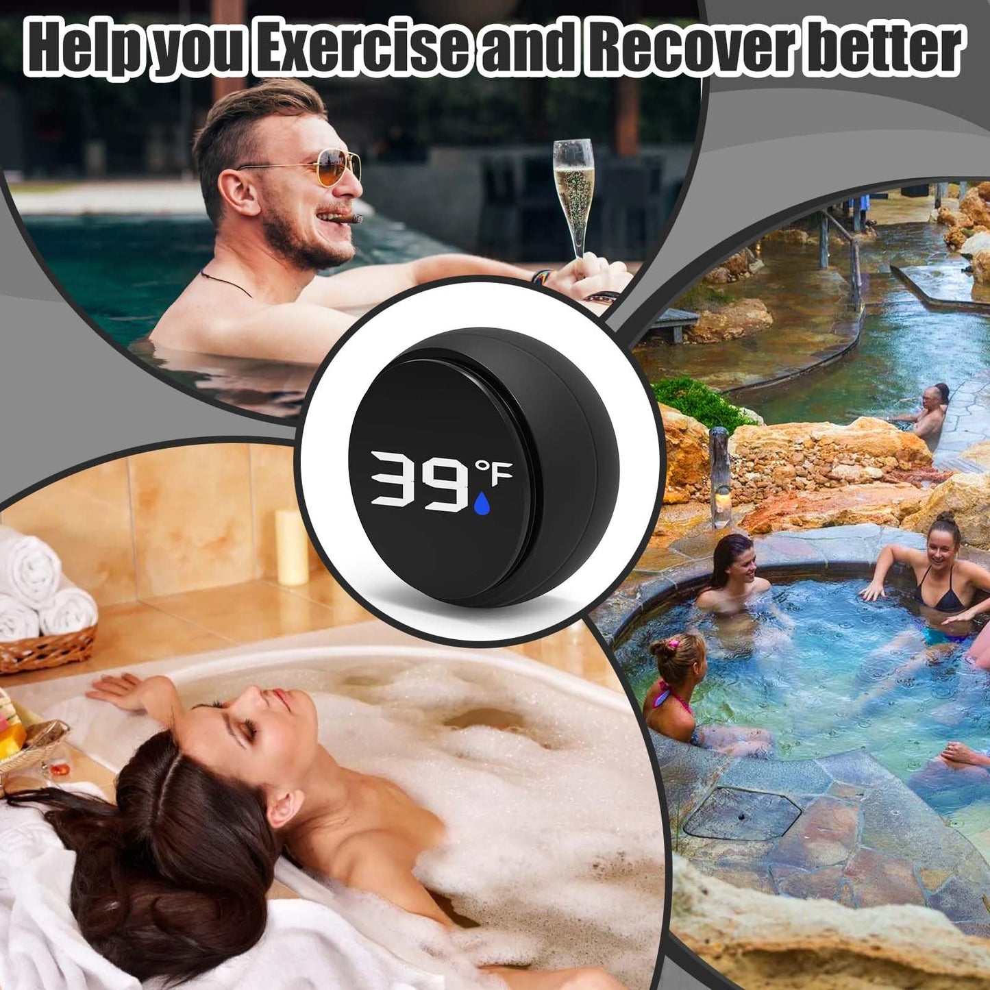 Palksky Ice Bath Thermometer, Waterproof Floating Water Thermometer For Ice Bath, Pool Thermometer, Cold Plunge Ice Bath Thermom