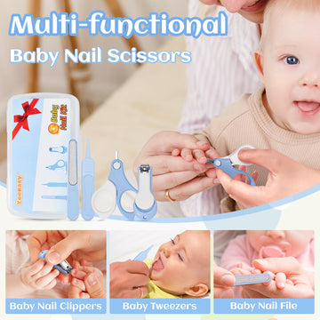 Yeeeasy Baby Nail Clippers Kit Baby Grooming Set With Nail Clippers, Scissors, Nail File & Tweezers Baby Care Kit Fingernail Cut