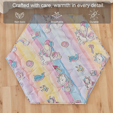 Hexagon Baby Play Mat For Floor,51' 59' Thicken Ultra Soft Playmat, Washable 6 Panel Playpen Mat Non-Slip Crawling Mat For Ba