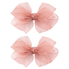 5.5-Inch Organza Double Hair Bows Alligator Clips Hair Accessories For Girls Toddler Kids Children Teens -Pink
