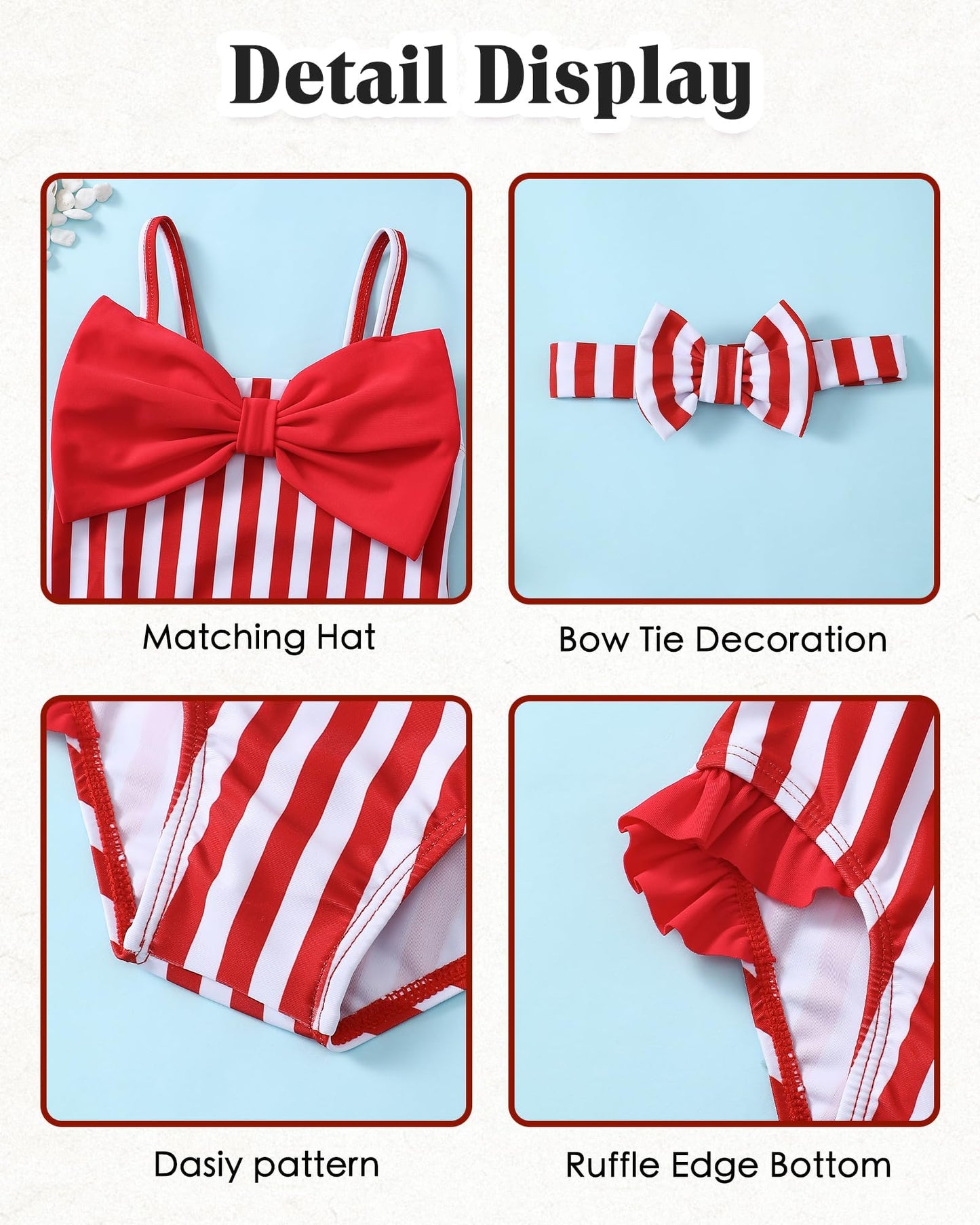 Baby Girl Swimsuit Infant 6-12 Month Bathing Suits Newborn Girls Summer Beach Swimwear Toddler Red Ruffle Stripe One Piece Swim
