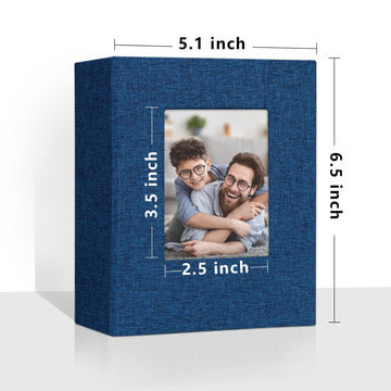 Vienrose Small Photo Album 4X6 Holds 100 Photos 2 Pack, Mini Baby Photo Album Linen Cover For Gifts Wedding Family, Blue