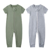 Owlivia Baby Boy Romper, Unisex Short-Sleeve Summer Outfit, 100% Organic Cotton Boy One-Piece Jumpsuit(12-18 Months, Olive & Gra