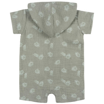 Gerber Baby Boys Hooded Cotton Romper, Palms, 24 Months
