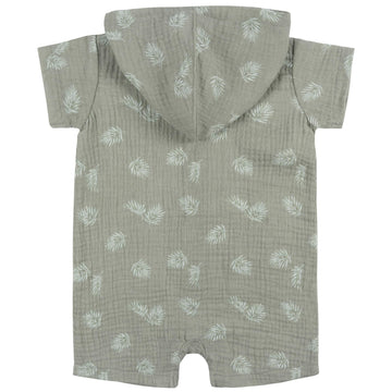 Gerber Baby Boys Hooded Cotton Romper, Palms, 12 Months