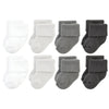 Hudson Baby Unisex Baby Cotton Rich Newborn And Terry Socks, Solid Gray White, 0-6 Months