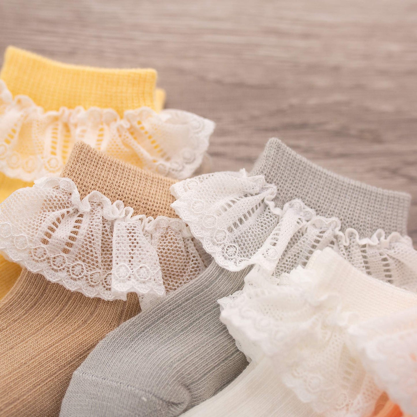 Viniknika 6 Pairs Toddler Baby & Child Girls Ruffle Lace Socks Knit Cotton Socks Newborn Infant Toddler Kids Girls