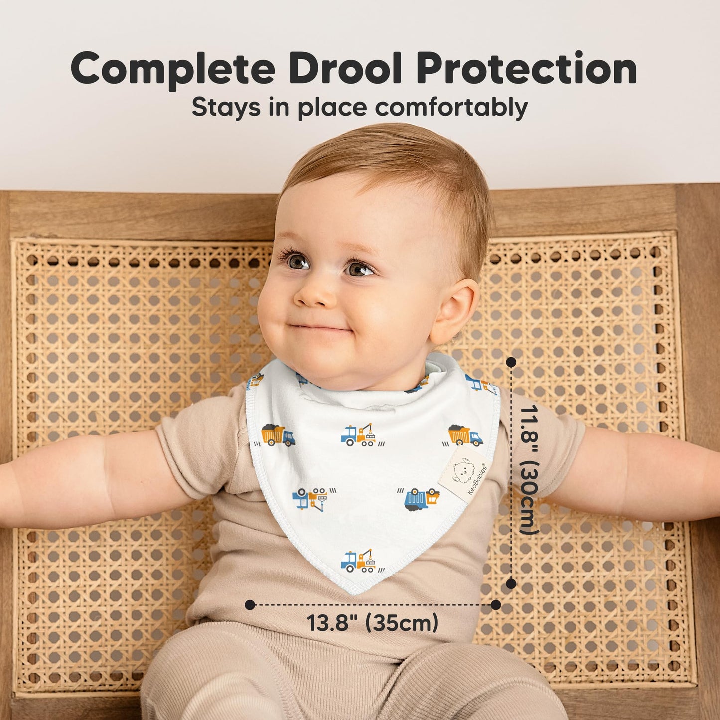 Keababies 8-Pack Organic Baby Bandana Drool Bibs For Boys Girls - Soft Cotton Drooling & Teething Bibs For Infants, Toddlers, Su