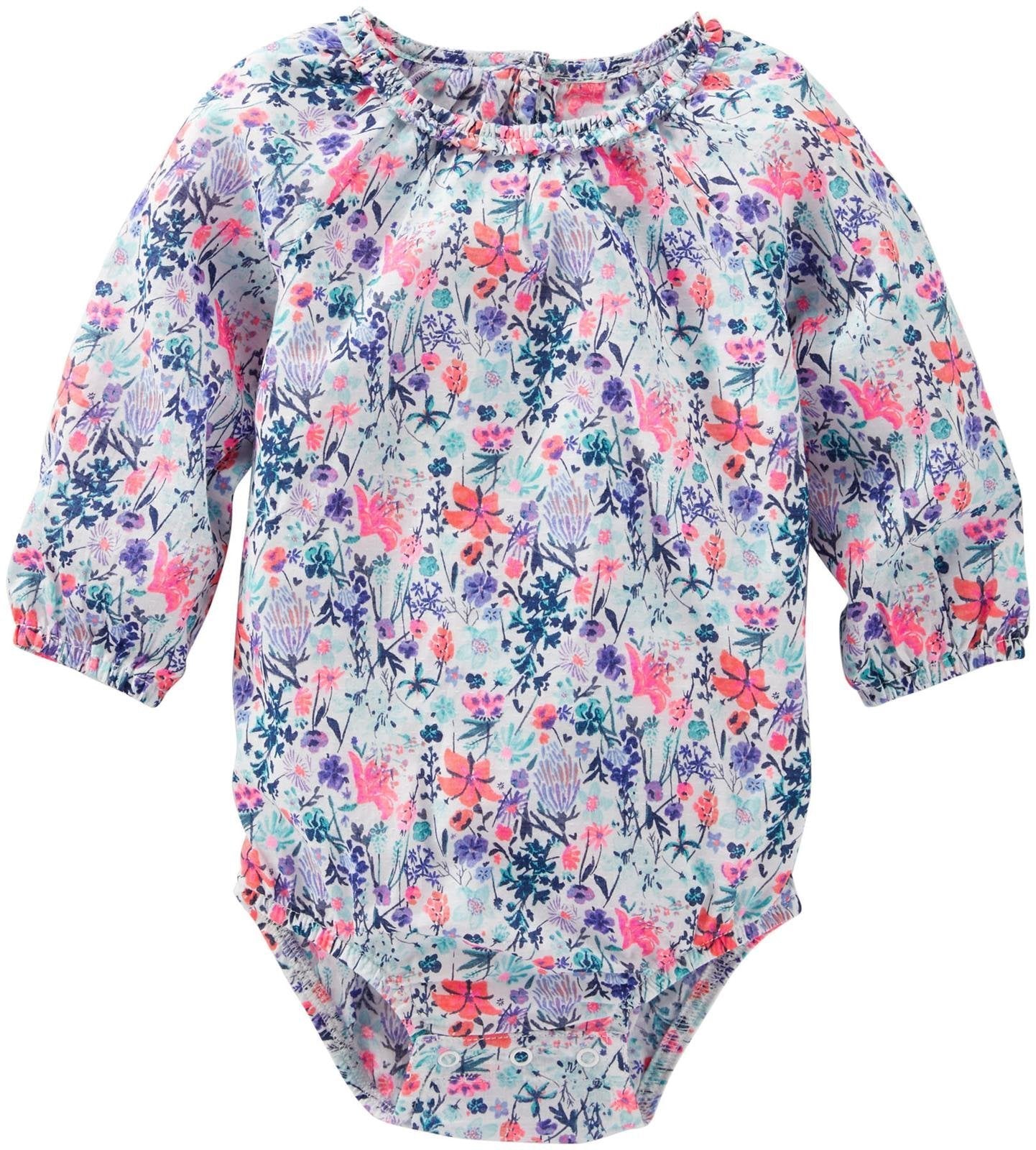 Oshkosh B'Gosh Baby Girls' Woven Bodysuit 11343210, Floral, 9 Months