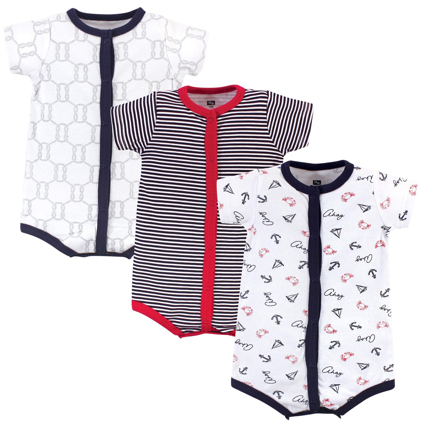 Hudson Baby Baby Boys Cotton Rompers And Toddler T Shirt Set, Ahoy, 0-3 Months Us