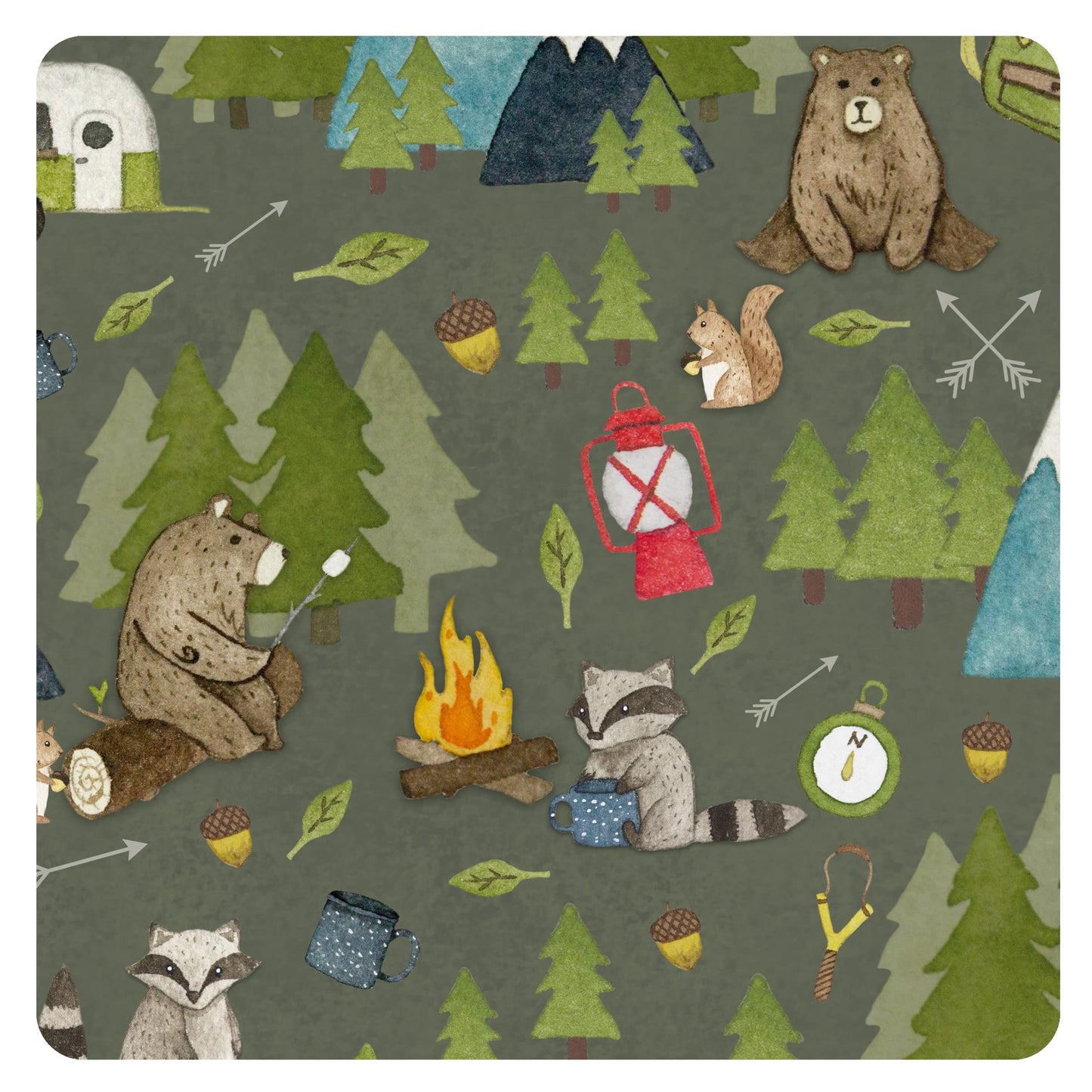 Bapronbaby Camping Bears Splash Mat - Waterproof Catch-All For Under High Chairs, Floors, Tables, Playtime Or Arts & Crafts - Ma