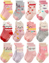 Rative Non Skid Anti Slip Cotton Dress Crew Socks With Grips For Baby Infant Toddler Kids Girls (3-5T, Rg-820821)