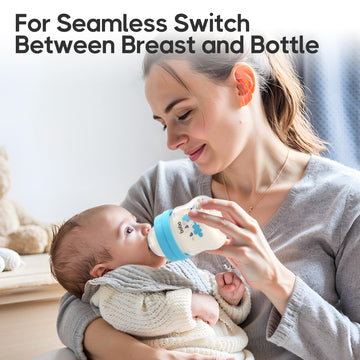 Yohkoh Glass Baby Bottles With Slow Flow Nipple, Newborn Anti-Colic Baby Bottles For 0+ Months, Wide Neck Feeding Bottle, Clear