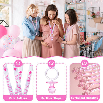 72 Baby Shower Pacifiers Necklace, Acrylic Pacifier Necklace, Cute Pacifier Necklace For Baby Shower Girls Boys Party Favors Cha