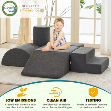 Jela Foam Blocks 6Pcs Soft Play Equipment Luxury Miss Fabric, Toddler Climbing Toys Indoor Soft Play Climbing For Toddlers, Ligh