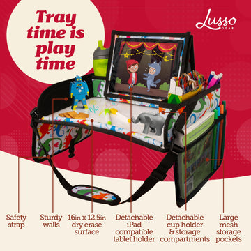 Lusso Gear Kids Travel Tray For Toddler - Kids Car Seat Lap Tray For Airplane - Car Seat Tray Kid Travel - Kid Car Tray For Road