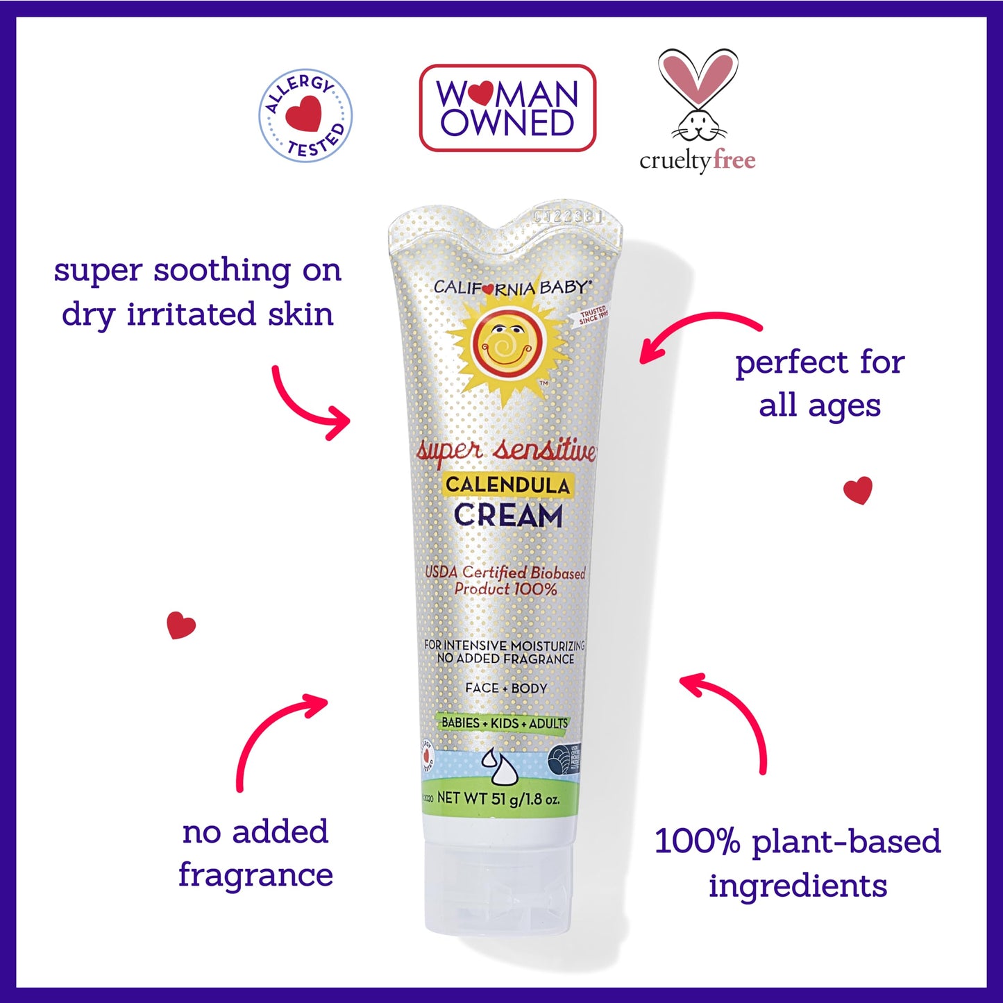 California Baby Calendula Cream (Unscented) | Soothing Baby Face Cream | 100% Plant-Based | Organic Calendula + Aloe Vera | Unsc