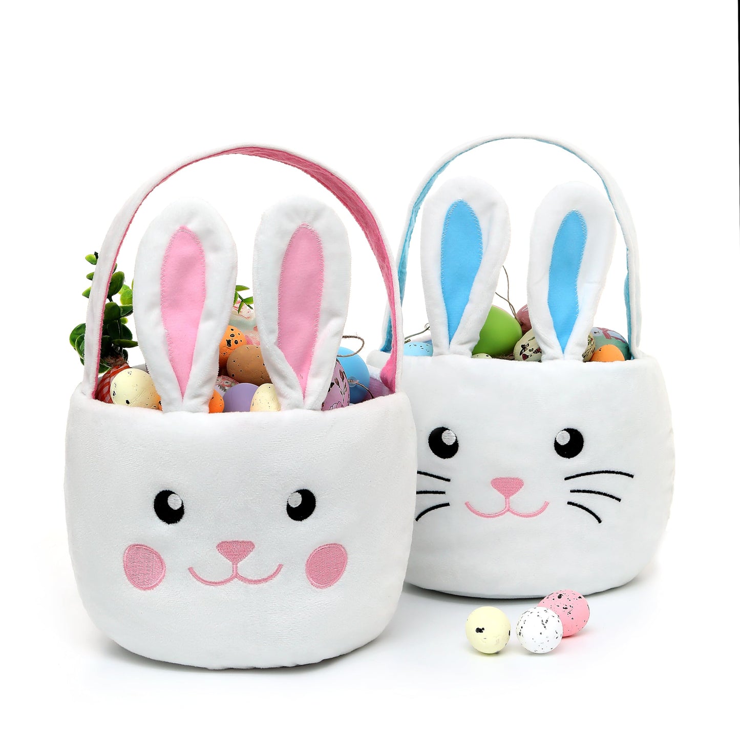 Lofytain Easter Basket Bags,Easter Eggs-Gift Baskets For Kids,Bunny Tote Bag Bucket For Easter Eggs,Toys, Candy,Gifts (Blue)