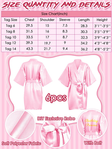 Sintuff 24 Pcs Sleepover Party Supplies For Girls 6 Spa Party Robes 6 Tote Bags 6 Headbands 6 Spa Masks(Size 6,Pink)