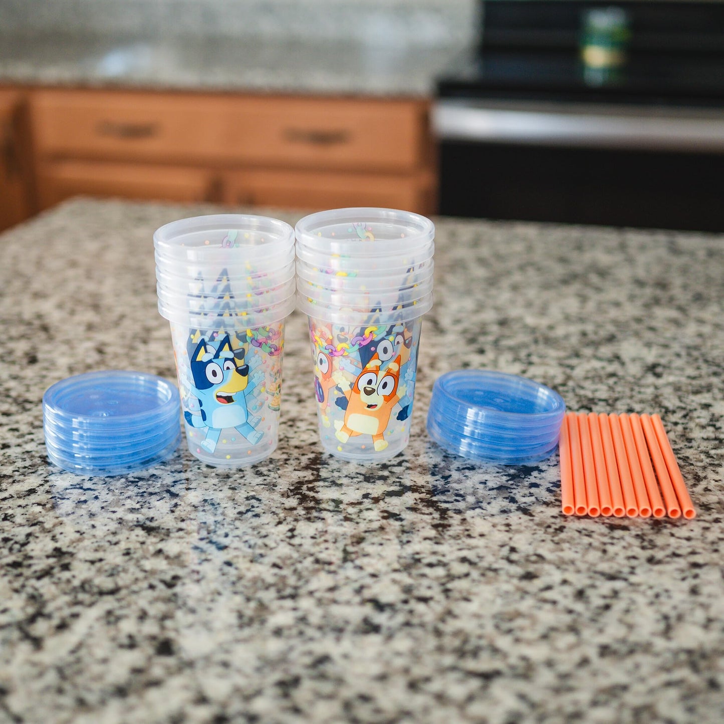 The First Years Bluey Take & Toss Toddler Straw Cups - Spill Proof Toddler Sippy Cups With Snap On Lids And Straws - Bluey Gifts