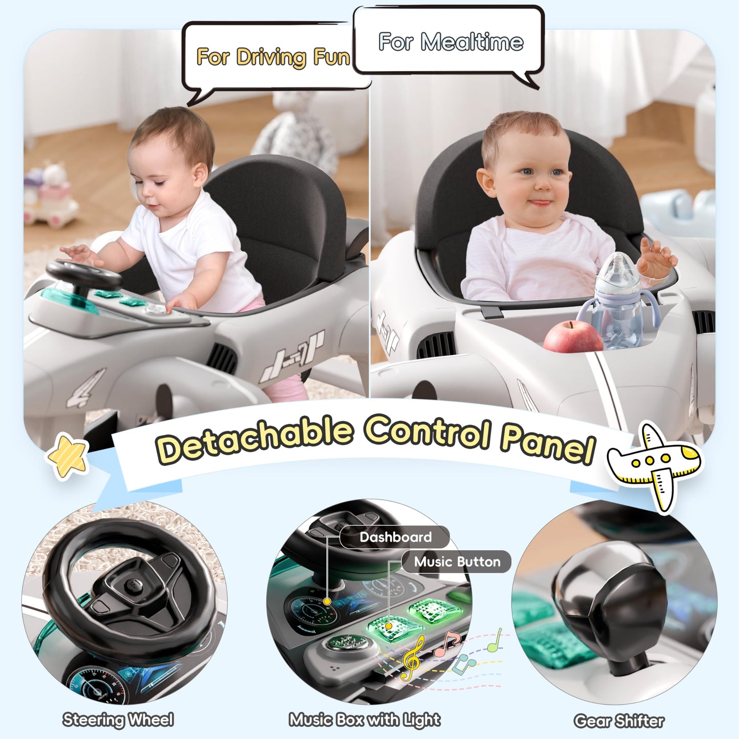 Xilingol 6-In-1 Baby Walker With Adjustable Speed Wheels, Adjustable Height Activity Walker With Padded Seat, Foldable Walker Fo